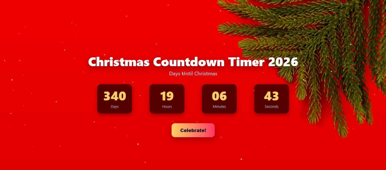 Toolsyte Christmas Countdown Timer 2026